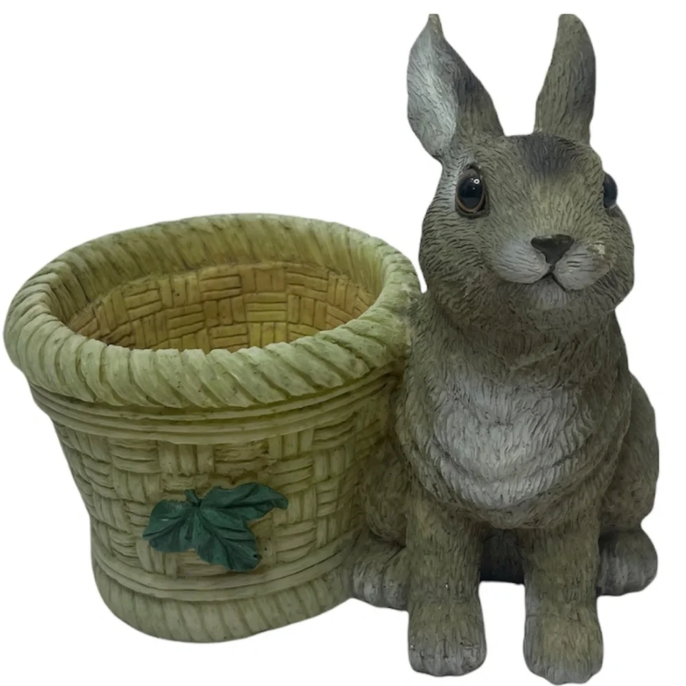 Vintage Rabbit Pot Planter Indoor Outdoor Resin Primitive Rustic Cottage Core